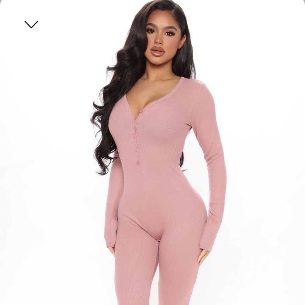 “Cozy up to me” pink loungewear onesie
